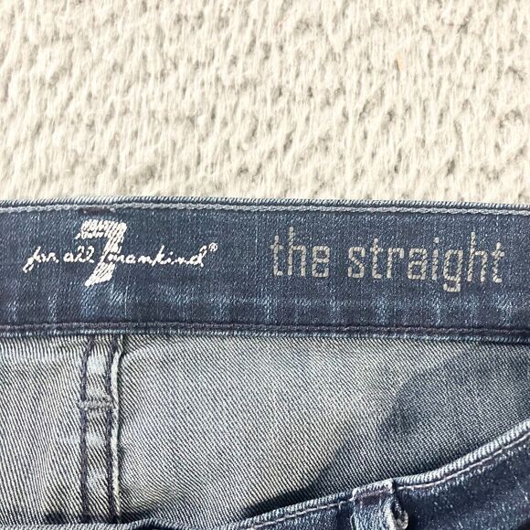 7 For All Mankind The Straight Jeans Mens 34x28 Blue Denim Distressed Casual - Picture 3 of 8